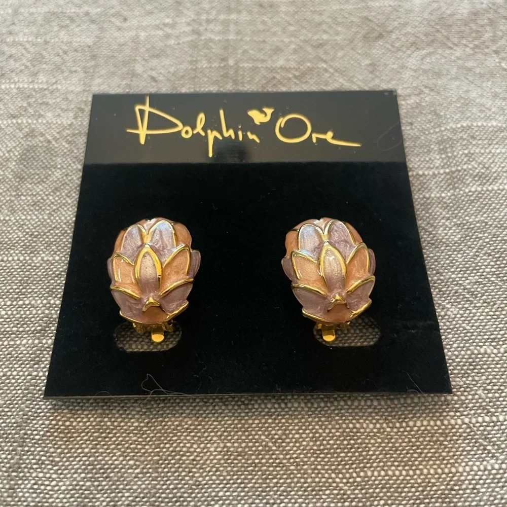 Dolphin Ore Gold and Purple Women's Earrings